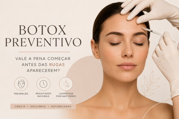 Aplicação de Botox preventivo na testa durante procedimento de harmonização facial.